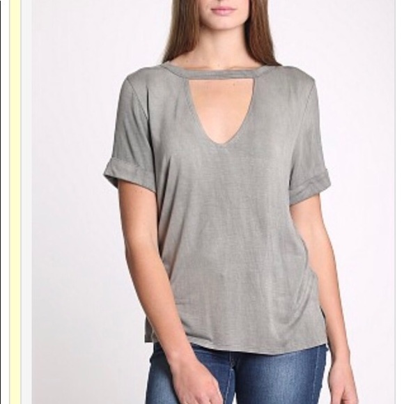 Tops - Grey V-Cut Top